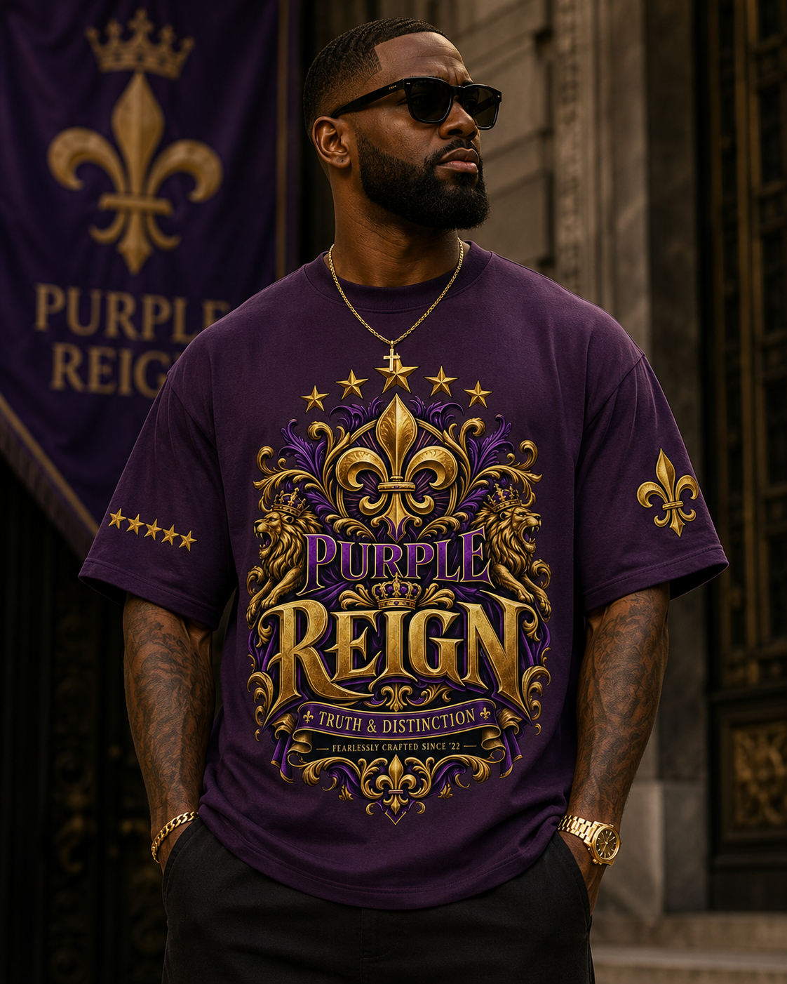 Purple Reign We Bow To No Man Heavy Tee